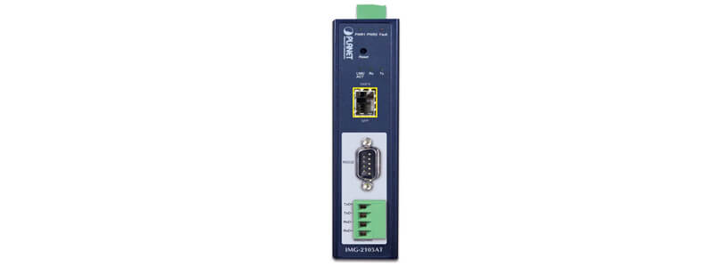 IMG-2105AT IP30 Industrial 1-Port RS232/RS422/RS485 Modbus Gateway with 1-Port 100BASE-FX SFP