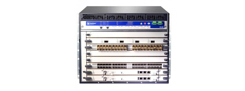 MX480BASE-DC | Juniper Network Router MX480 8-slot Base Chassis, 1 Switch Control Board, 1 Routing Engine, 1 Fan Tray, 2 DC Power Supplies