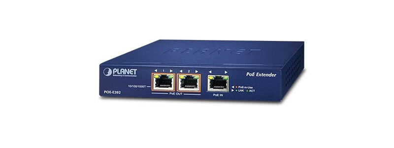 POE-E202 | Planet Extender 1 Port 802.3at PoE+ to 2 Port 802.3af/at Gigabit PoE
