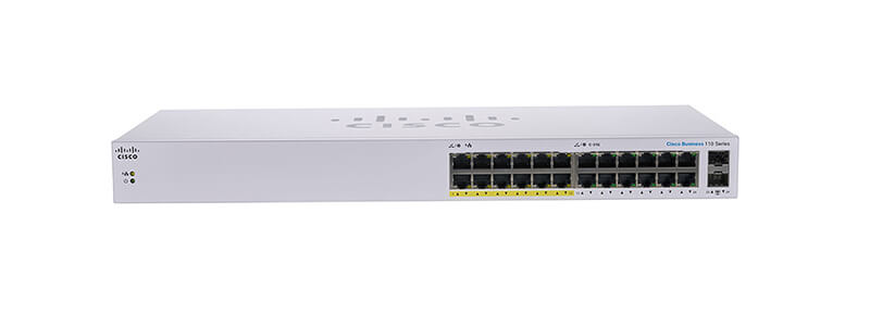 CBS110-24PP-EU Cisco CBS110 Unmanaged Switch 24 port GE (12 Port PoE), 2 port 1G SFP/RJ45 uplink